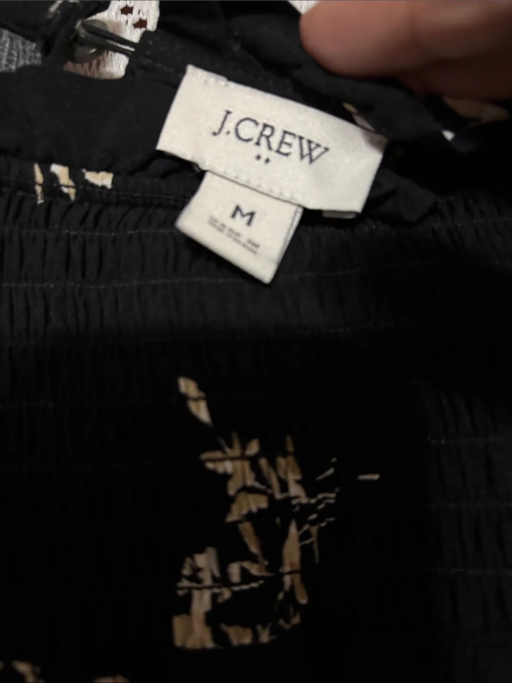 J. Crew Black Blouse with Cream Floral Print